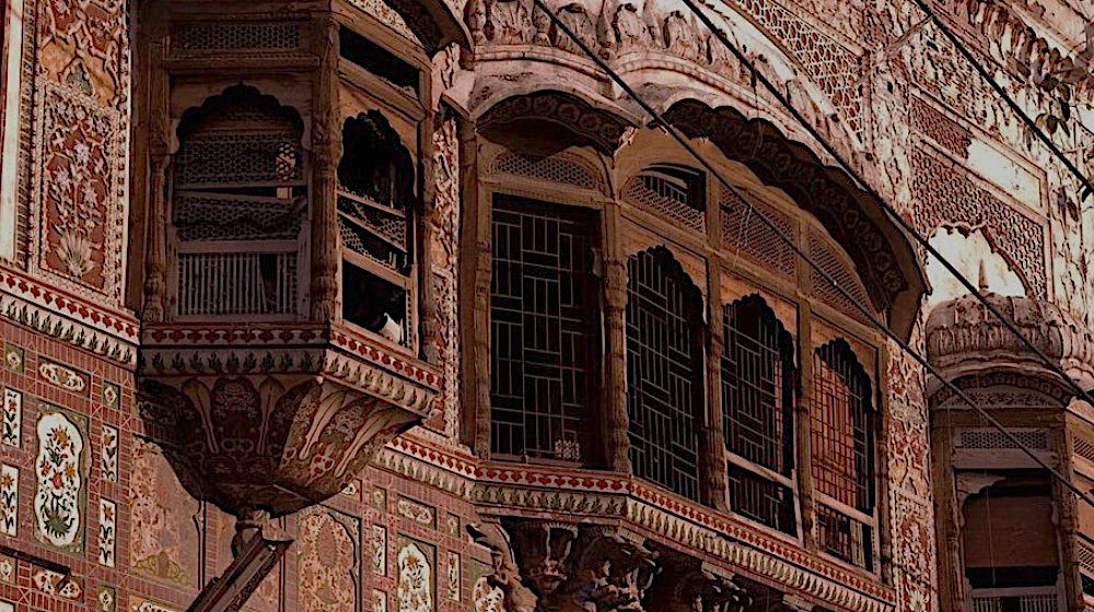 Carved timber jharokas